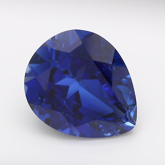 5.76 Carat Royal Blue Pear Cut Lab Grown Sapphire