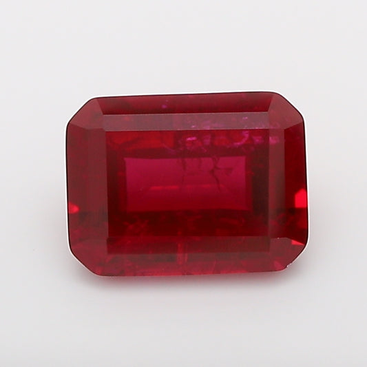 1.94 Carat Pigeon Blood Emerald Cut Lab Grown Ruby