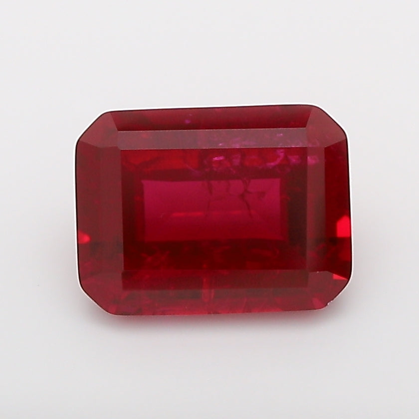 1.94 Carat Pigeon Blood Emerald Cut Lab Grown Ruby