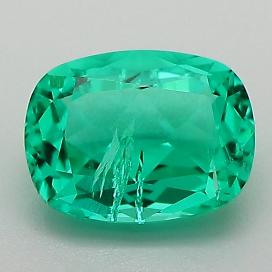 1.28 Carat Green Long Cushion Cut Lab Grown Colombian Emerald