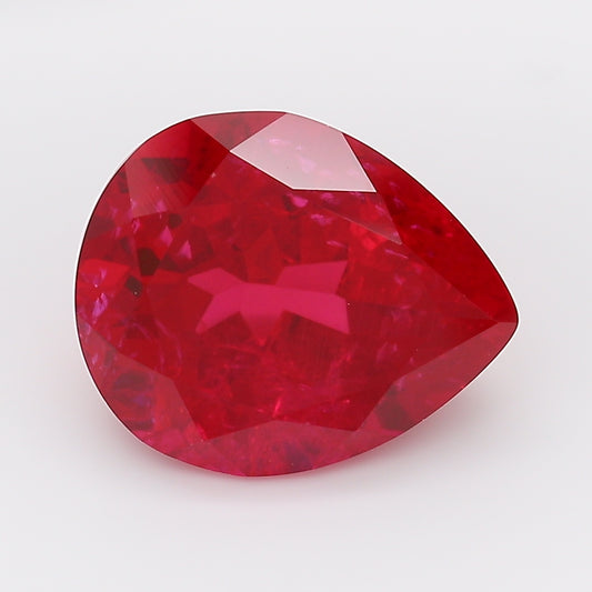 5.85 Carat Pigeon Blood Pear Cut Lab Grown Ruby