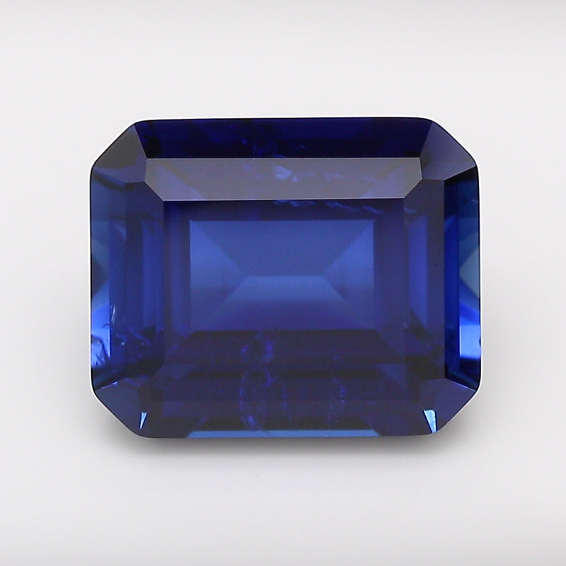 6.05 Carat Royal Blue Emerald Cut Lab Grown Sapphire