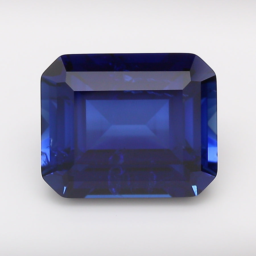 6.05 Carat Royal Blue Emerald Cut Lab Grown Sapphire