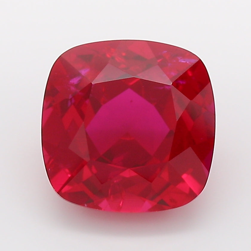 2.8 Carat Pigeon Blood Square Cushion Cut Lab Grown Ruby