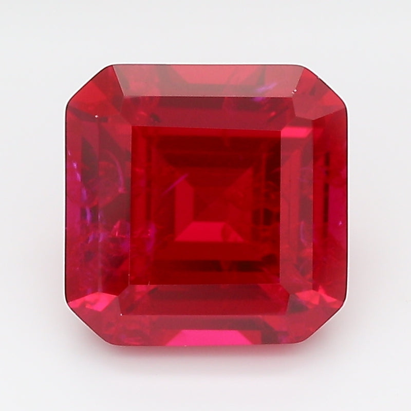 3.28 Carat Pigeon Blood Square Emerald Cut Cut Lab Grown Ruby