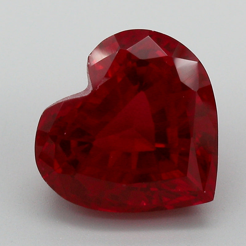 7.33 Carat Red Heart Shape Cut Lab Grown Ruby