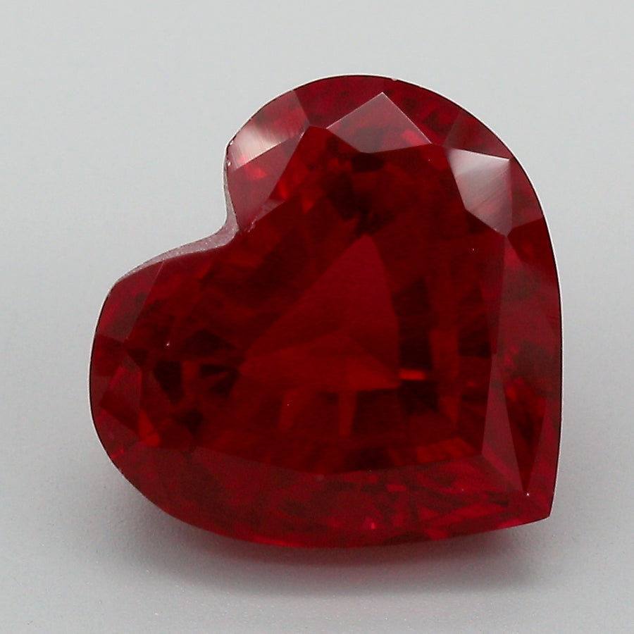 7.33 Carat Red Heart Shape Cut Lab Grown Ruby
