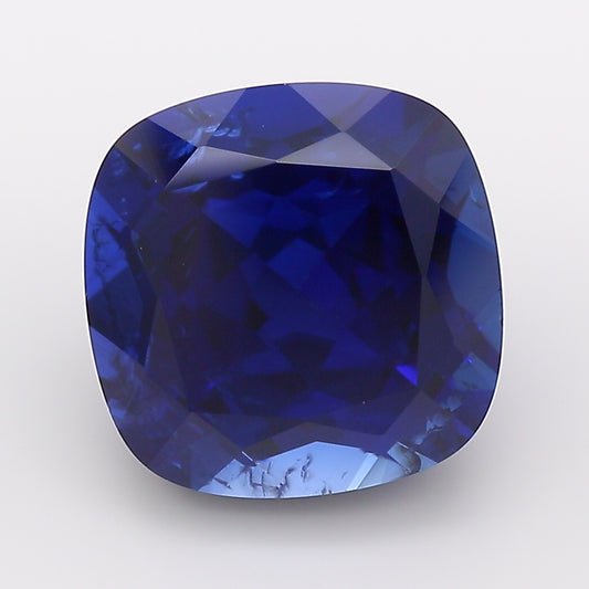 5.99 Carat Royal Blue Square Cushion Cut Lab Grown Sapphire