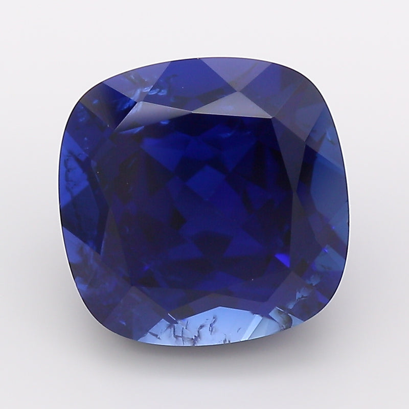 5.99 Carat Royal Blue Square Cushion Cut Lab Grown Sapphire