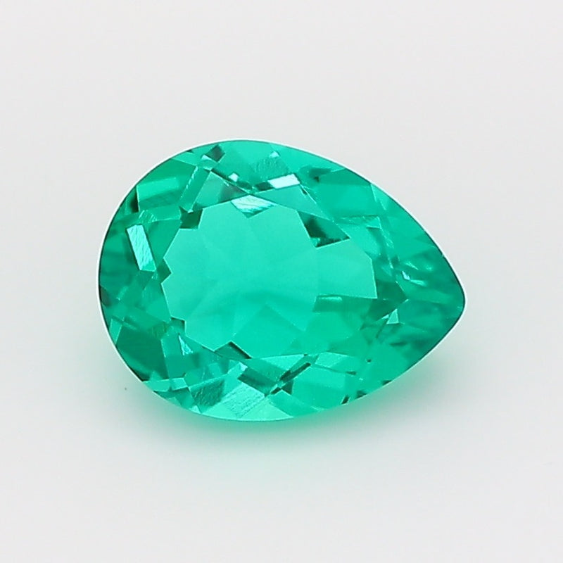 1.06 Carat Green Pear Cut Lab Grown Colombian Emerald