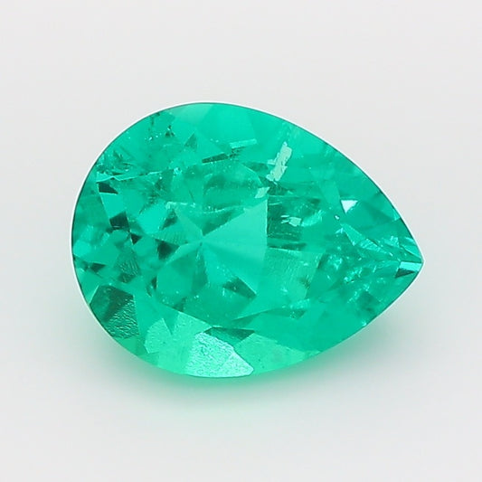 1.49 Carat Green Pear Cut Lab Grown Colombian Emerald