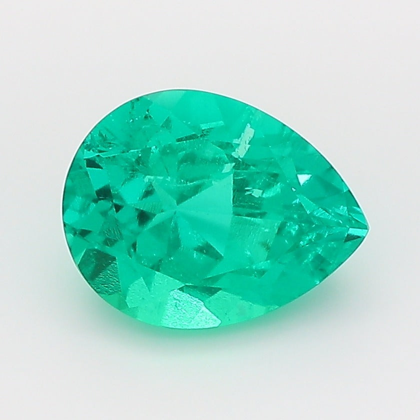 1.49 Carat Green Pear Cut Lab Grown Colombian Emerald