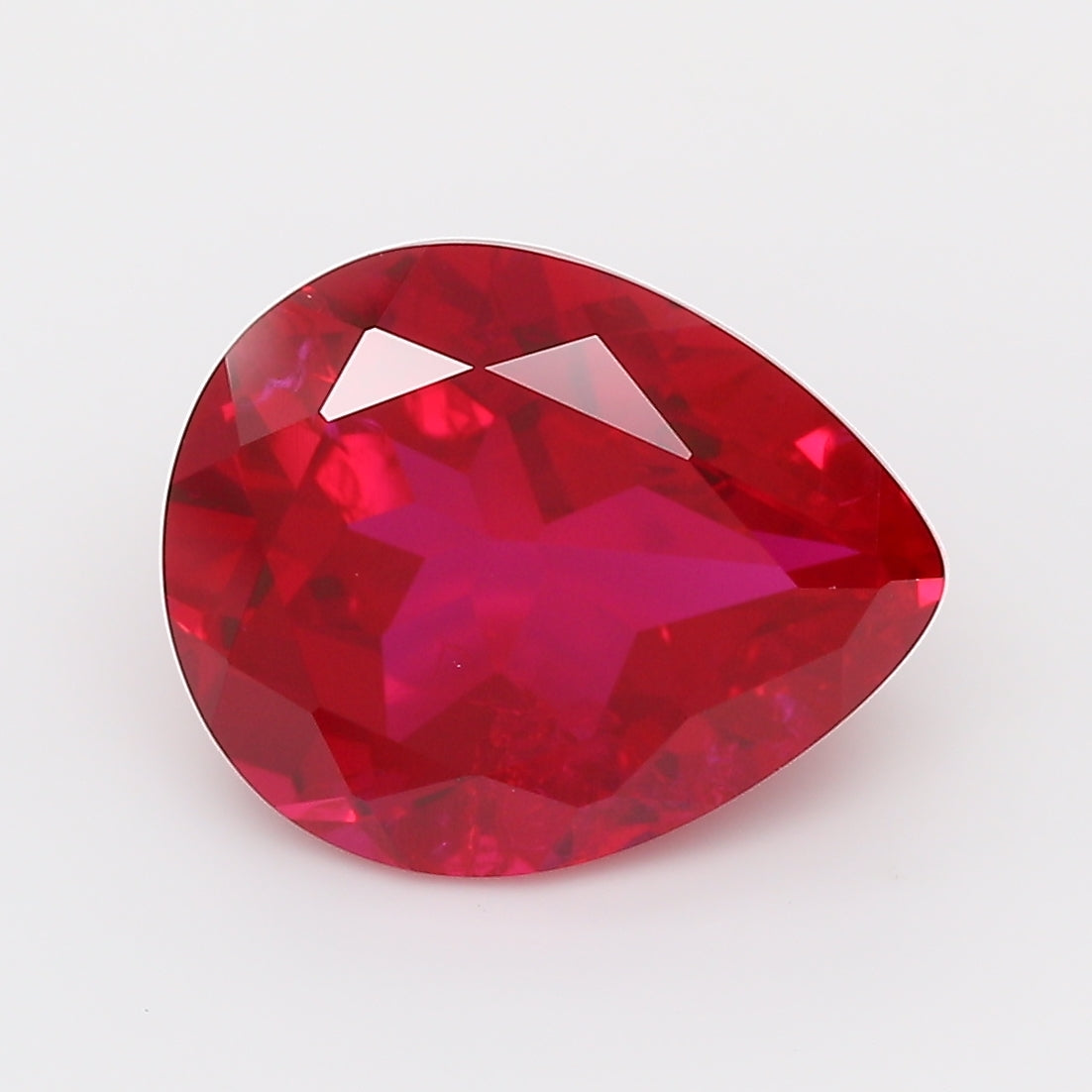 4.23 Carat Pigeon Blood Pear Cut Lab Grown Ruby