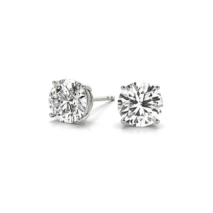 14K white gold earrings, round diamond studs, lab-grown diamonds, ethical jewelry, diamond earrings F-G-H color, VS2-SI1 clarity, screw-back earrings, solitaire diamond studs, white gold jewelry, classic stud earrings, 14K gold diamond earrings, timeless earrings, ethical diamond studs, diamond gift for her, elegant diamond earrings.